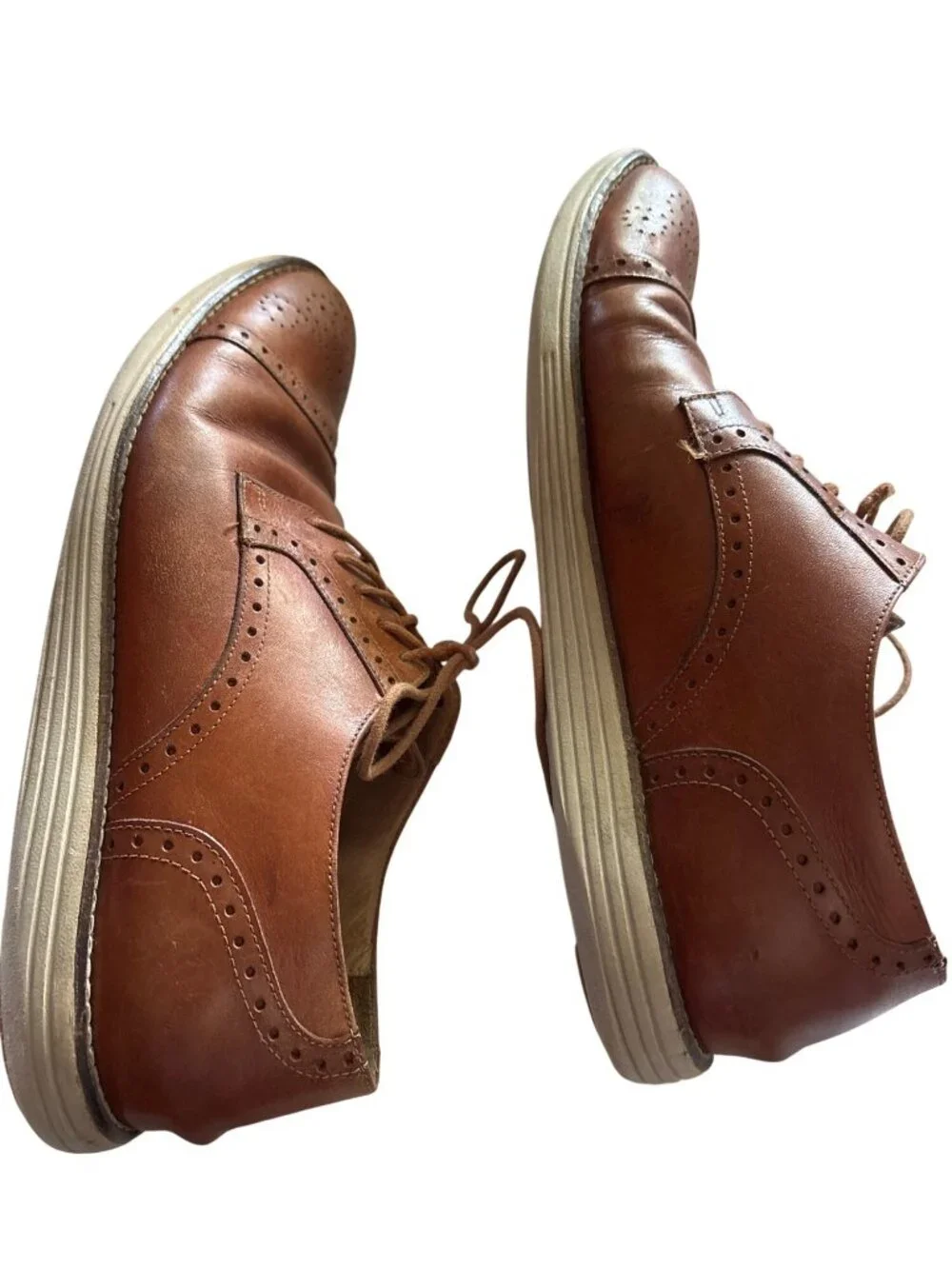 Wallin & Bros Mens Brown Leather Wingtip Oxford Shoes Size 10.5 Made In Brazil